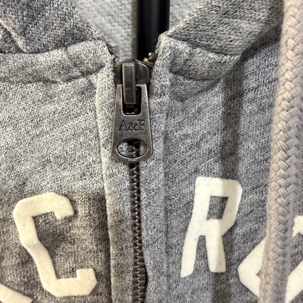 Abercrombie & Fitch Womens XS Y2K Heather Gray Logo Full Zip Hoodie Sweatshirt - Picture 4 of 11